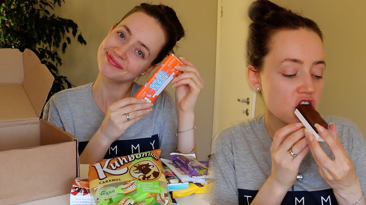 ASMR Whisper Eating Sounds |  Chocolate & Snacks | Vegan Tuck Box Review