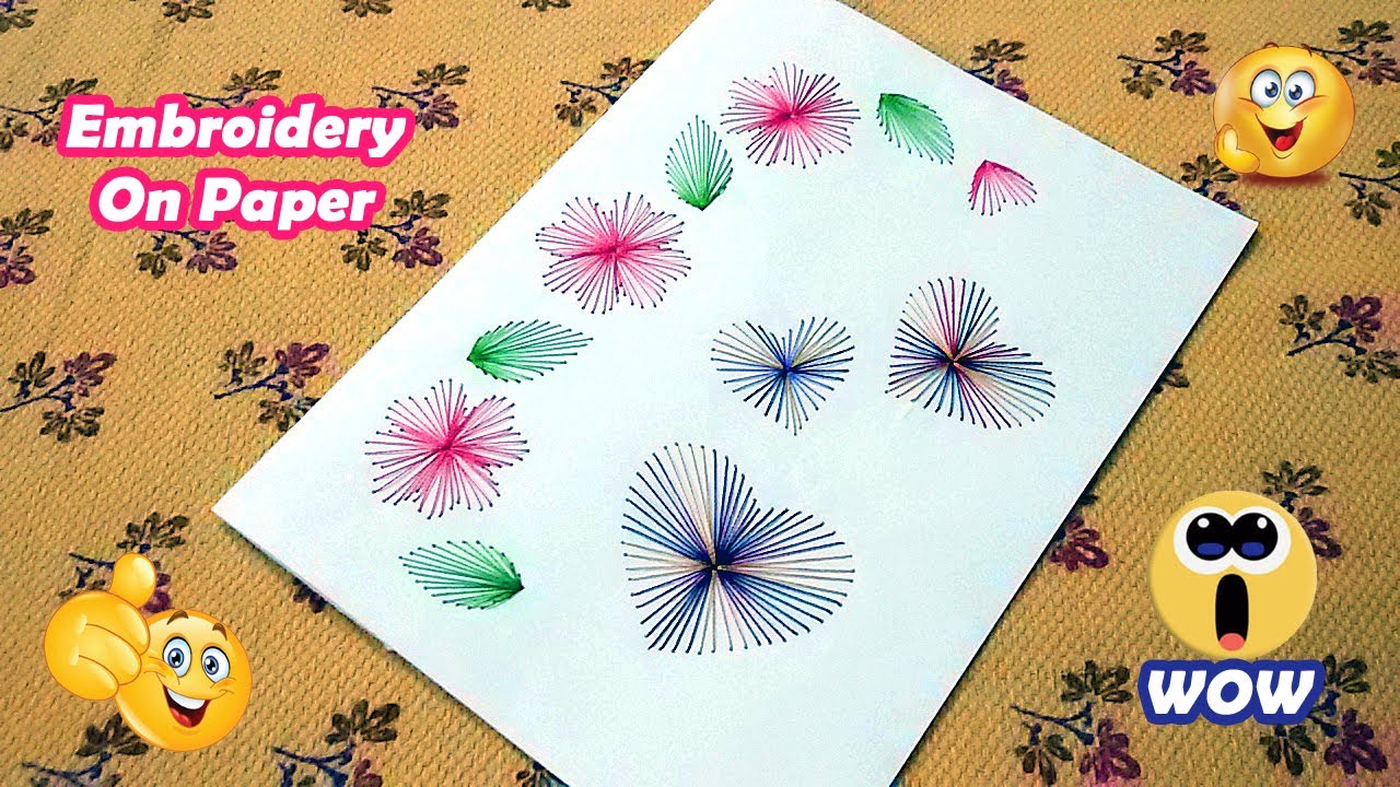 Diy Paper Embroidery Greeting Card / String Art Greeting Card / How To Stitch Embroidery On Paper