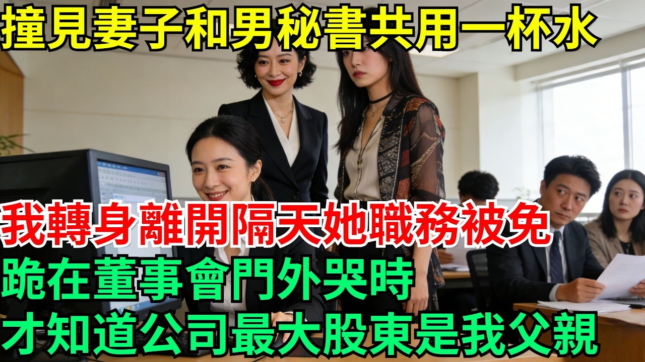 親眼撞見妻子和男秘書共用一杯水，我轉身離開隔天她職務被免，跪在董事會門外哭時，才知道公司最大股東是我父親#男頻小說#都市#故事#小說#爽文