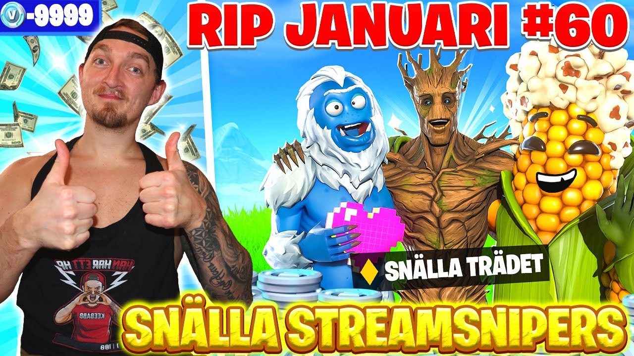 KÖPER SKINS FÖR VARJE GÅNG JAG SER EN SNÄLL STREAMSNIPER I FORTNITE *RIP JANUARI #60*