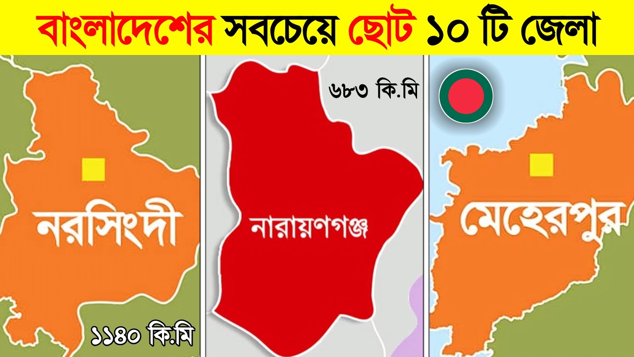 আয়তনে বাংলাদেশের সবচেয়ে ছোট ১০ টি জেলা | Top 10 Smallest Districts of Bangladesh