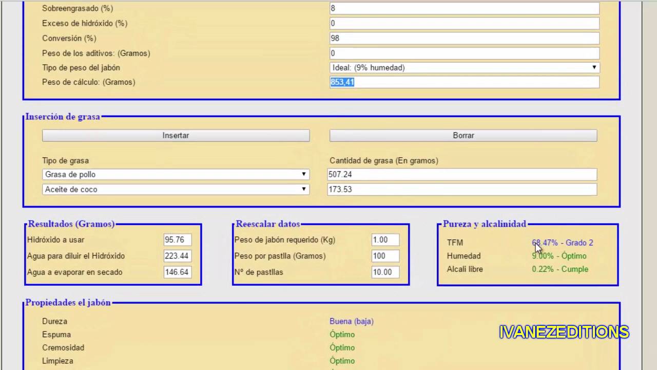 Calculadora de saponificación y recetas de jabón (versión 4)