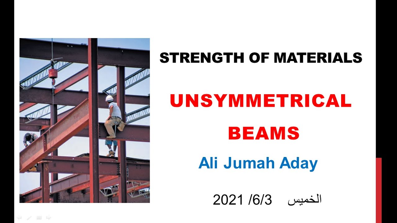 محاضرة من مادة مقاومة المواد عن Unsymmetrical Beams