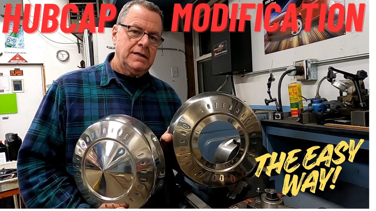 Cutting holes in hubcaps! To fit over your hubs!