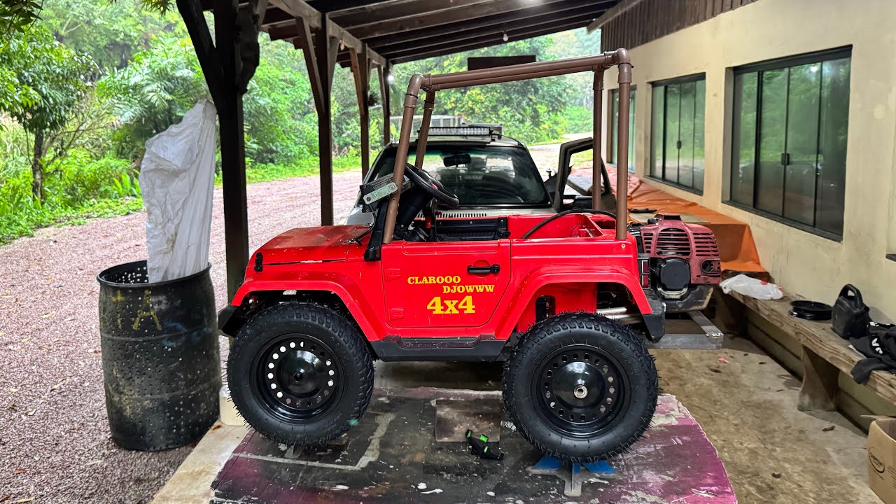 CHEGARAM AS RODAS DO JEEP COM MOTOR DE ROÇADEIRA E A TRASEIRA ESTÁ PRONTA. Thiago velho 