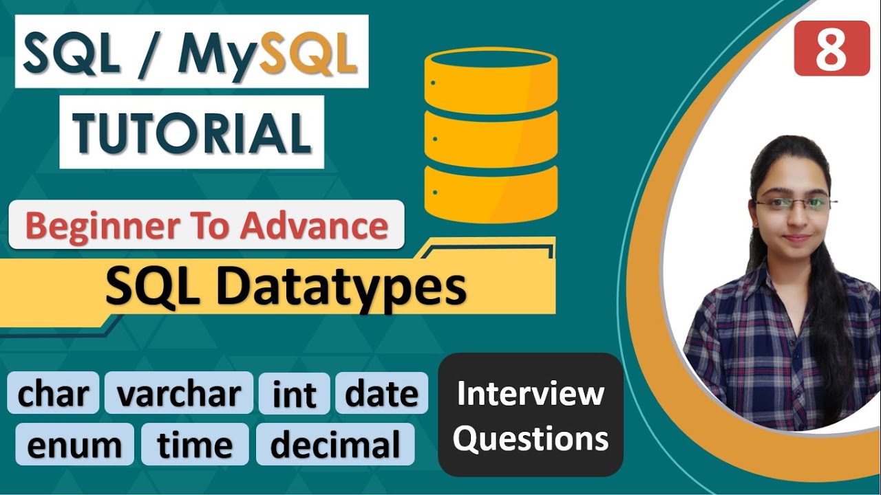 8. Typy danych w SQL | Typ danych SQL | Ciąg | Numeryczny | Znakowy | Data i godzina | Pytania do rozmowy kwalifikacyjnej
