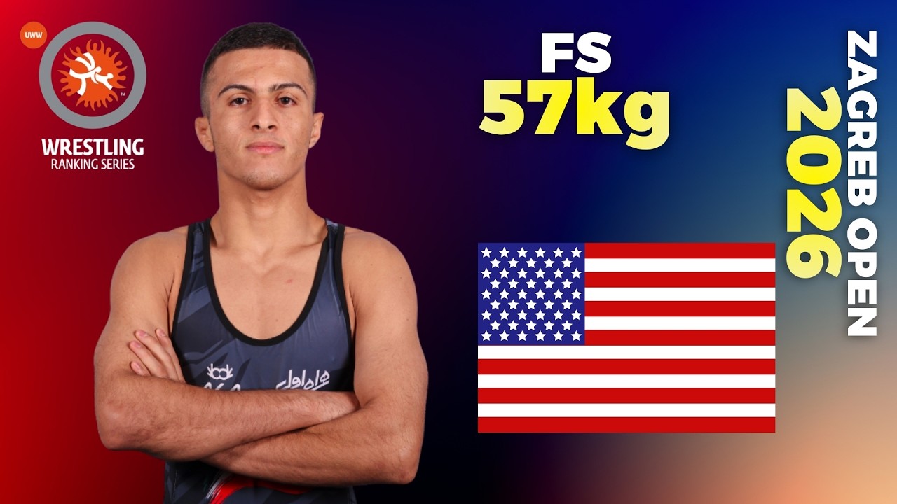 Liam Smith CRONIN (USA) vs. Milad Jahangir VALIZADEH (IRI). 2026 Zagreb Open. FS 57Kg #wrestlezagreb