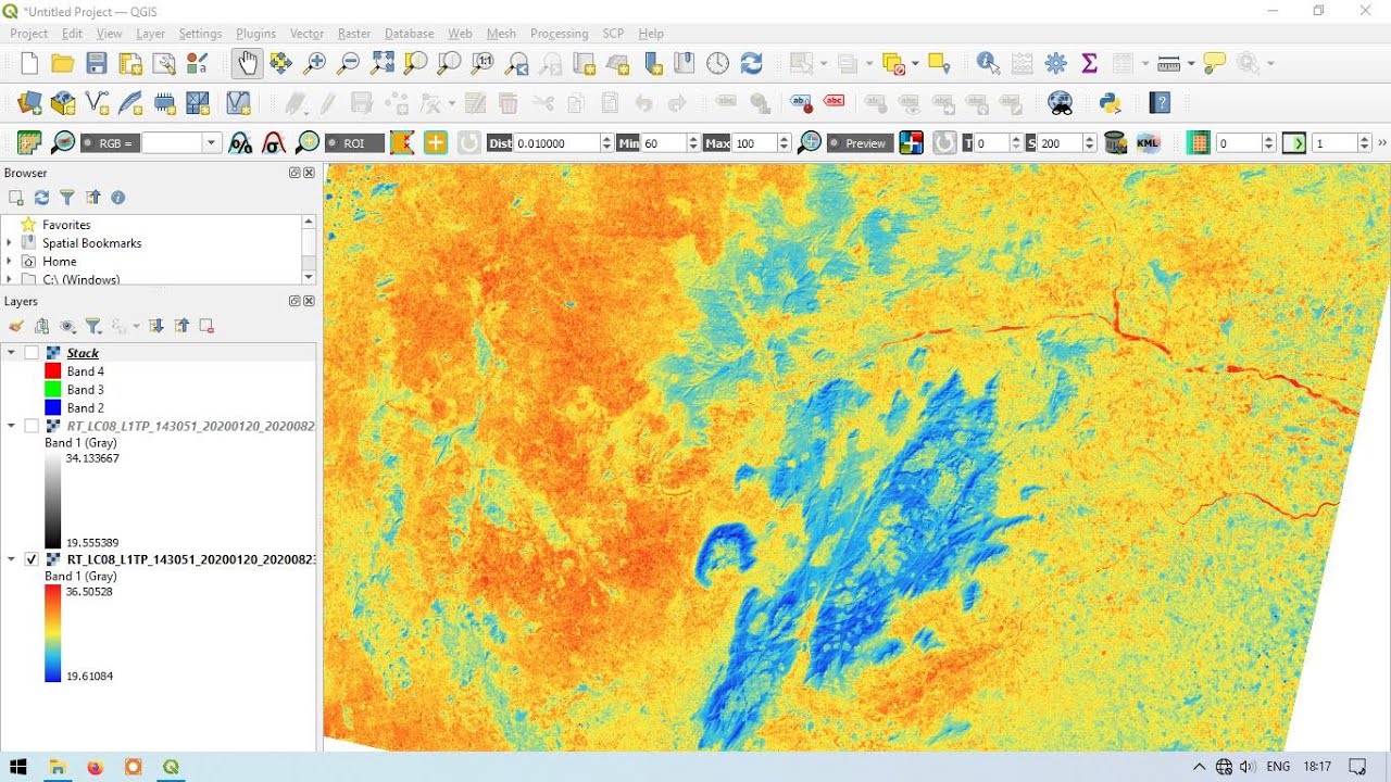 Estimation of Land Surface Temperature (LST) with Landsat using QGIS