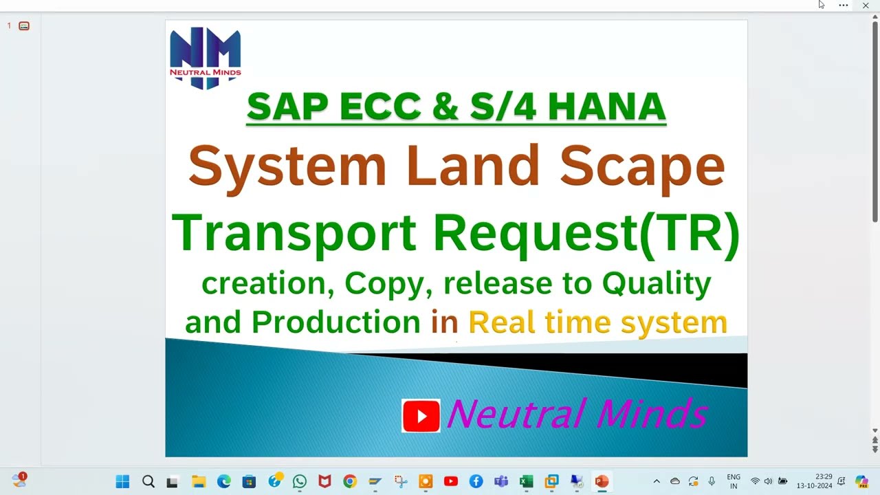 SAP System Landscape, TR Copy, Release and import to quality and Production in real time system.