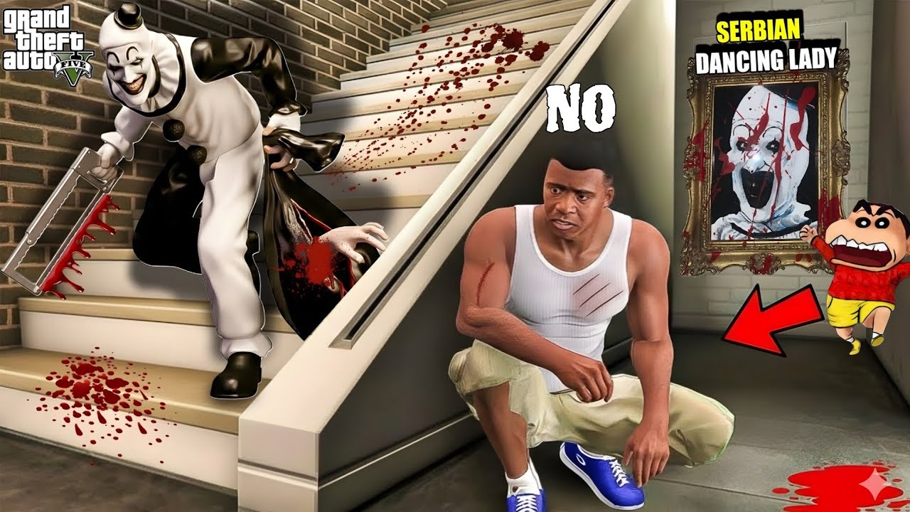 Franklin Protect His House From Serbian Dancing Lady and Save Shinchan & Chop In GTA5