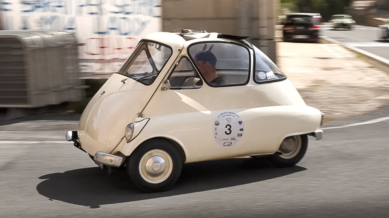 1954 Iso Isetta: a 330kg Microcar w/ a 236cc split-single engine that raced in the Mille Miglia!