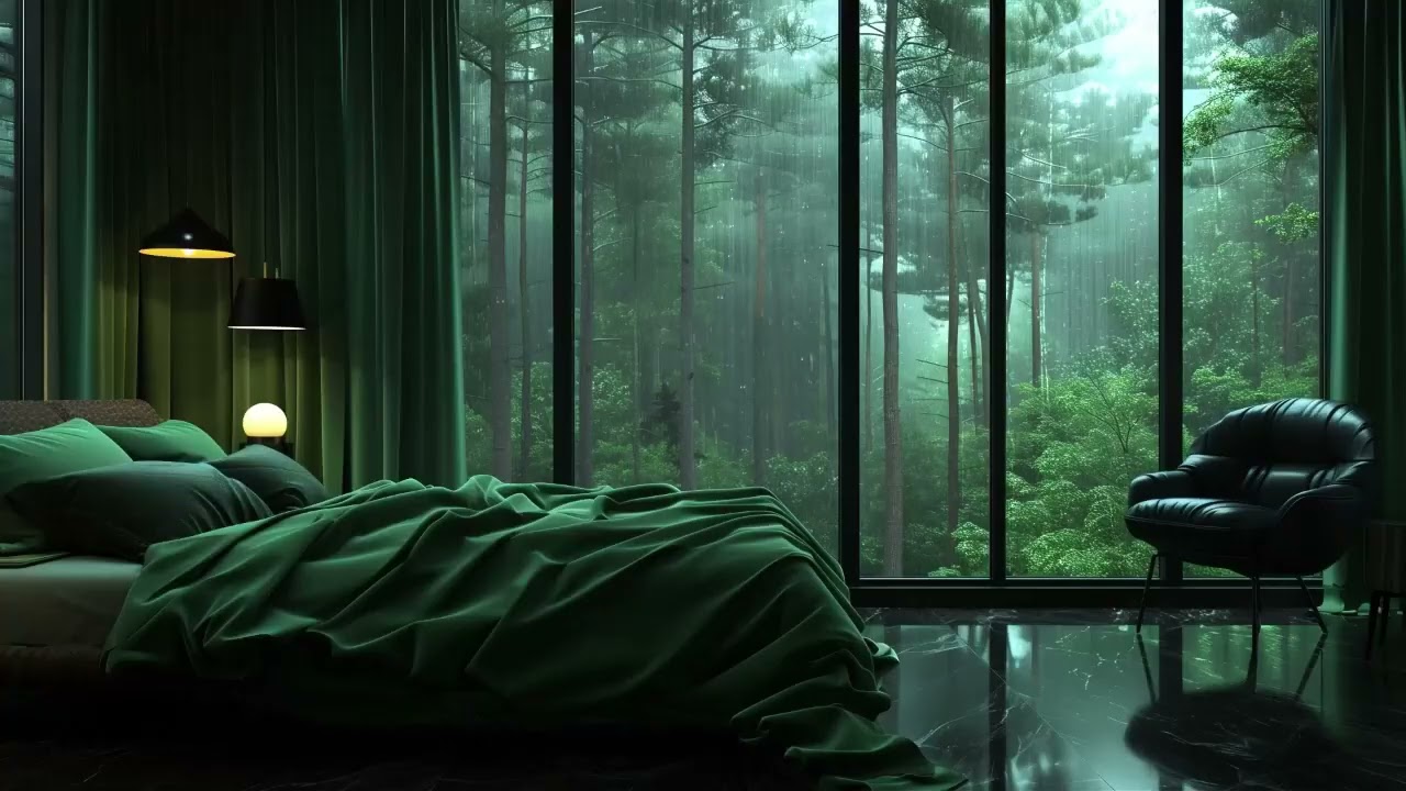 Rain and Piano ASMR for Sleep and Relaxation in Night Room with Cozy Ambience Sounds 🌙