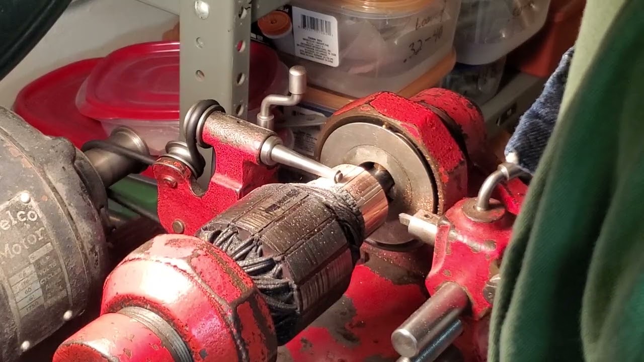 Undercutting the commutator mica on a Frank  N. Wood TruCut armature lathe and undercutter