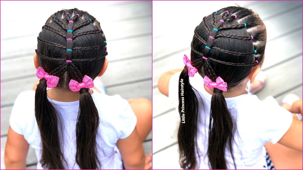 PEINADO CON LIGAS PARA CABELLO LARGO Y CORTO| PEINADO PARA EL COLEGIO