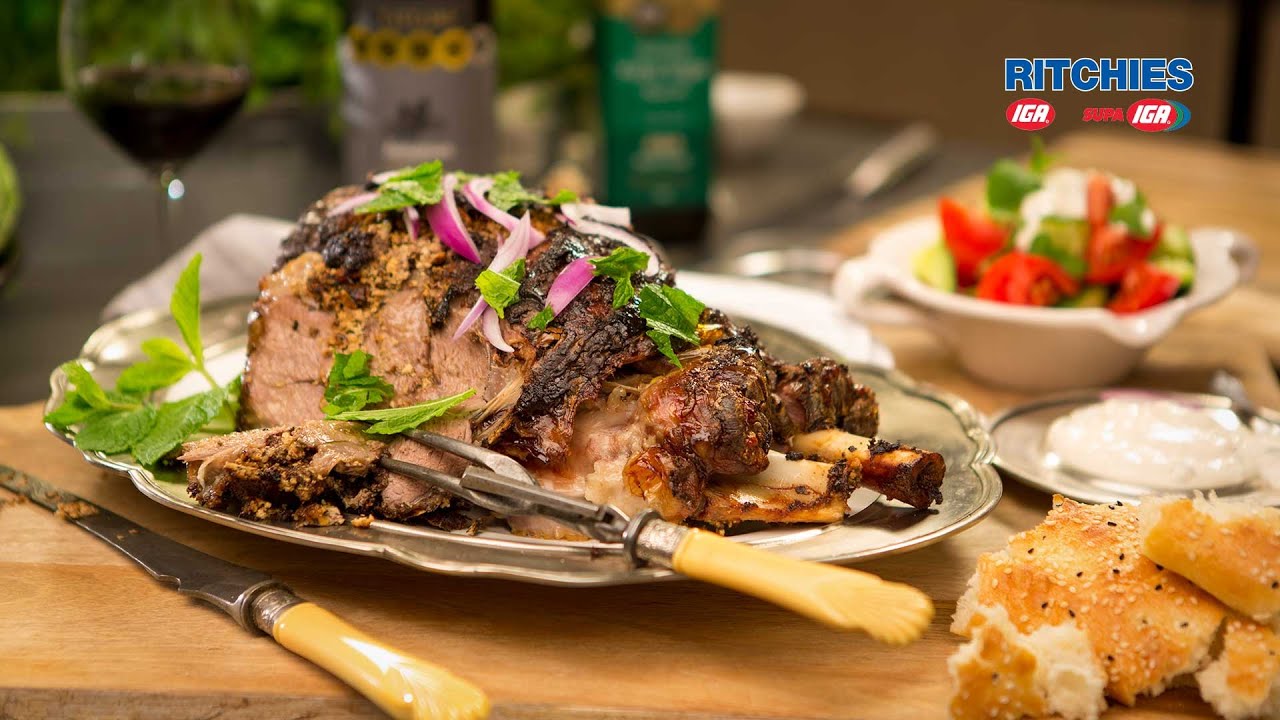 Slow roast Greek style leg of lamb