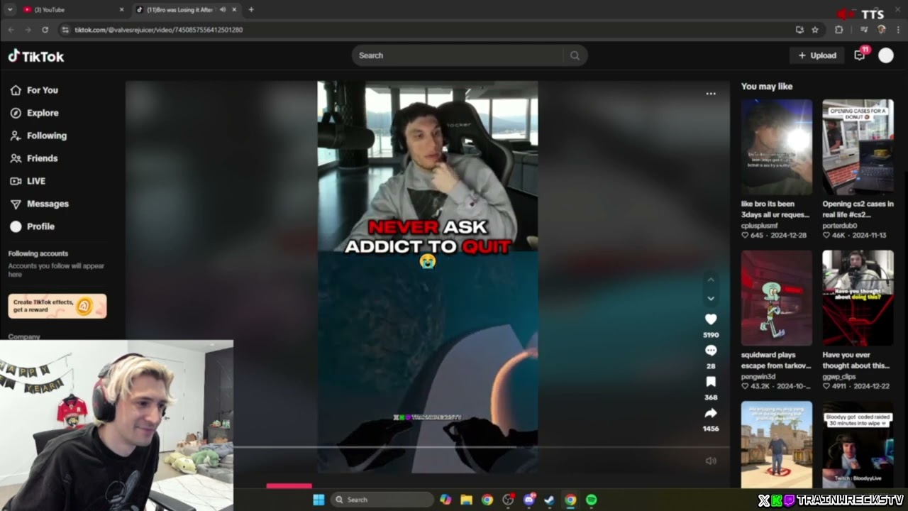 xQc reacts to a viewer telling Train to stop gambling