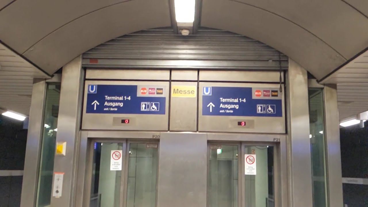 Otis traction glass elevator at Flughafen/Messe subway station in Stuttgart