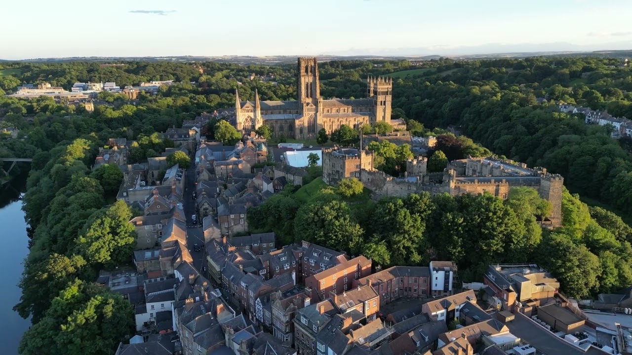 Durham Cathedral Sunset DJI Mini 3 Pro drone footage UK 4K