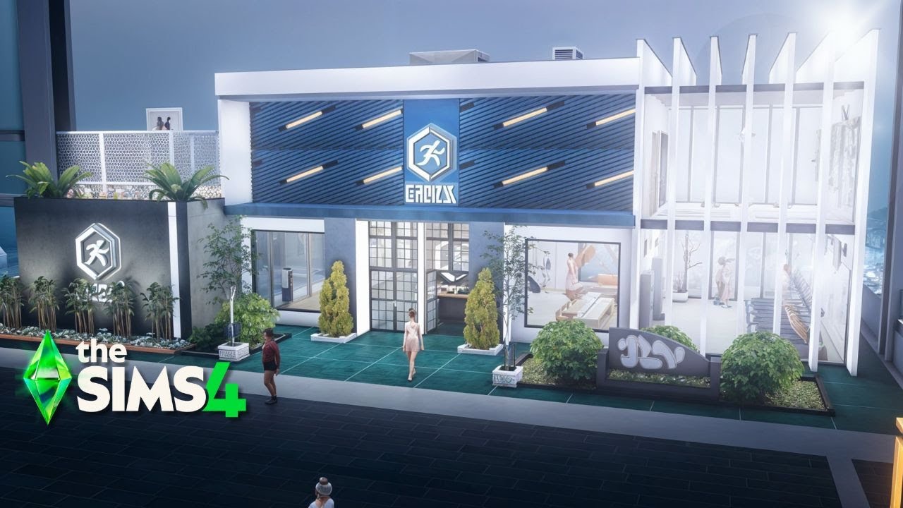 Stunning Modern GYM in San Myshuno - Relaxing Speed Build - THE SIMS 4