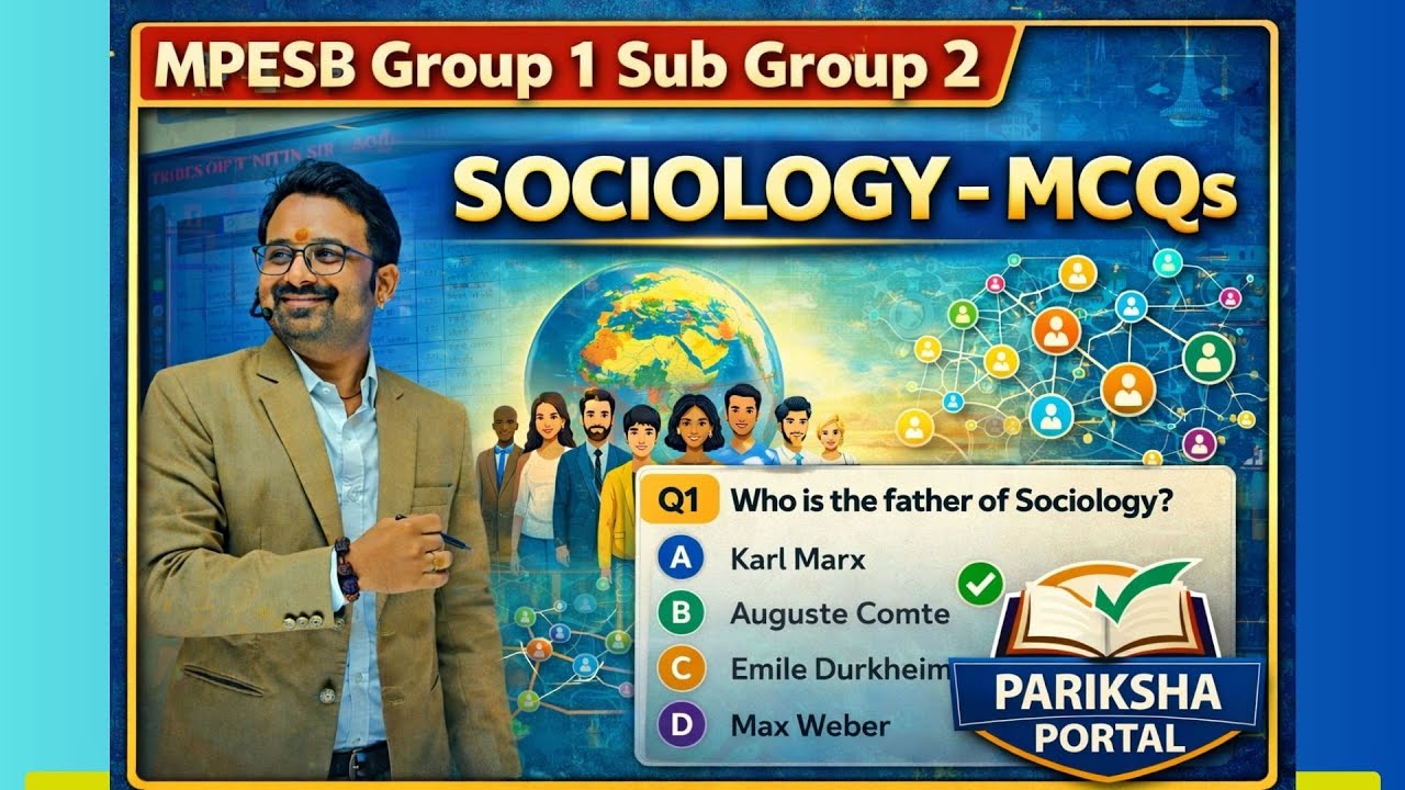 MP Group 1 Sub Group 2 2026 | sociology | समाजशास्त्र | मेडिकल सोशल वर्कर | PAPER CODE A | TOP MCQ'S