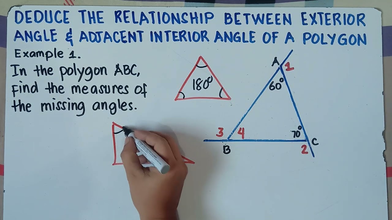 Deduce the Relationship between Exterior Angle and Adjacent Interior angle of a Polygon |Grade 7 MC|