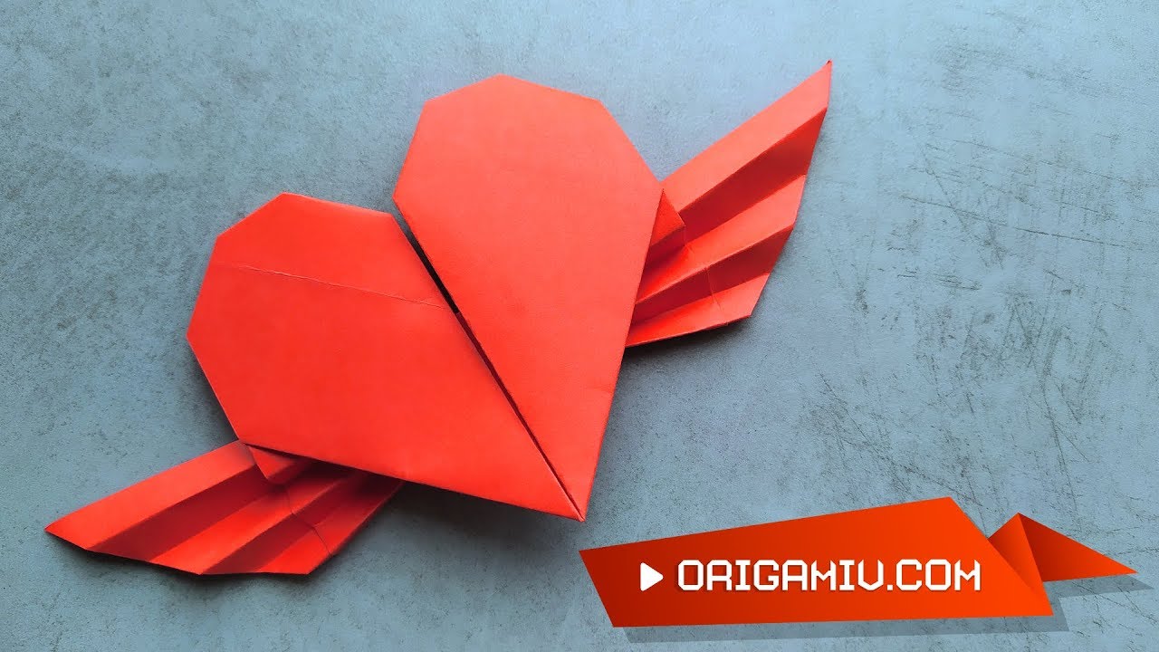 Heart with wings of an angel from paper