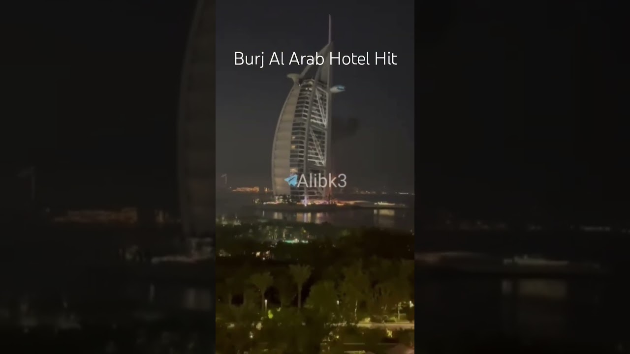 Burj Al Arab Hit with an Iranian drone #iranattack #iran #middleeast