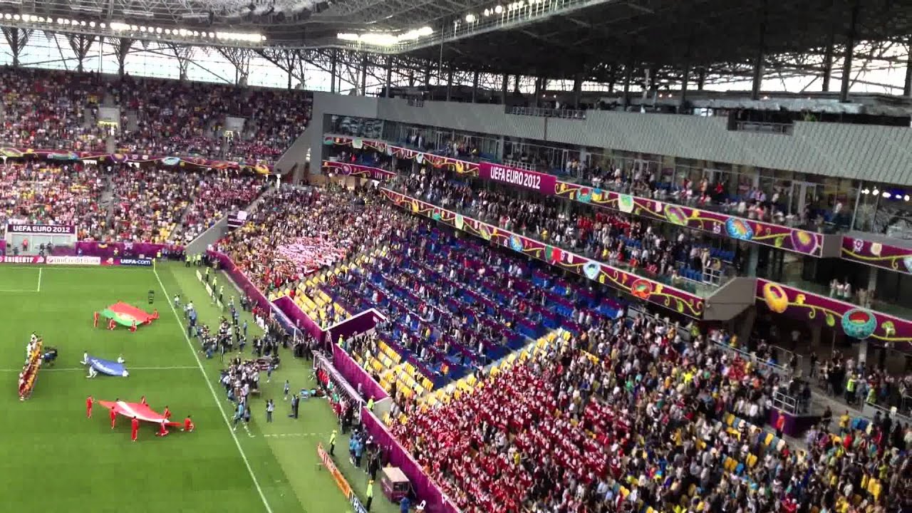 National anthems of Denmark and Portugal before the EURO2012 match