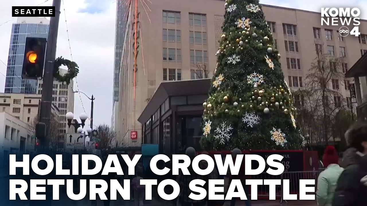 Holiday crowds return to downtown Seattle as shoppers, families gather for Christmas