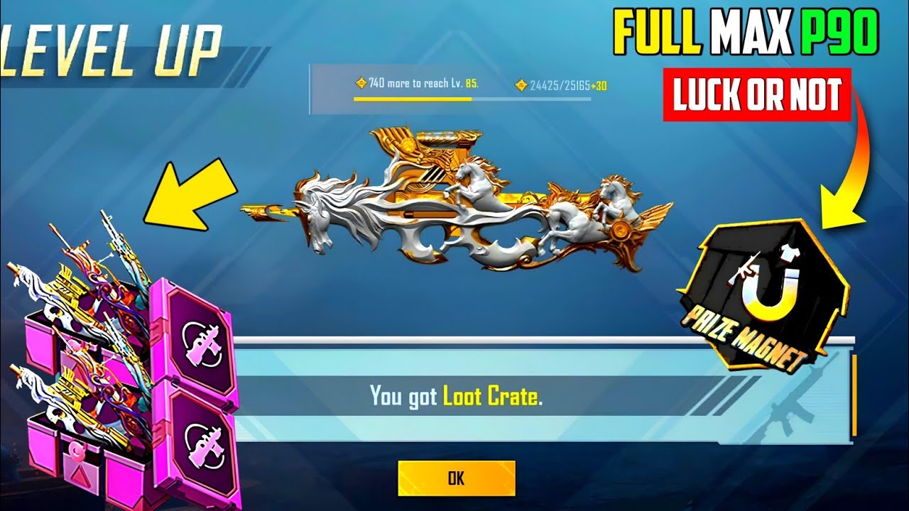 FULL MAX P90 | HORSE P90 LUCKY SPIN | BGMI P90 FIREARM SELECTION CRATE LUCK | P90 CRATE OPENING