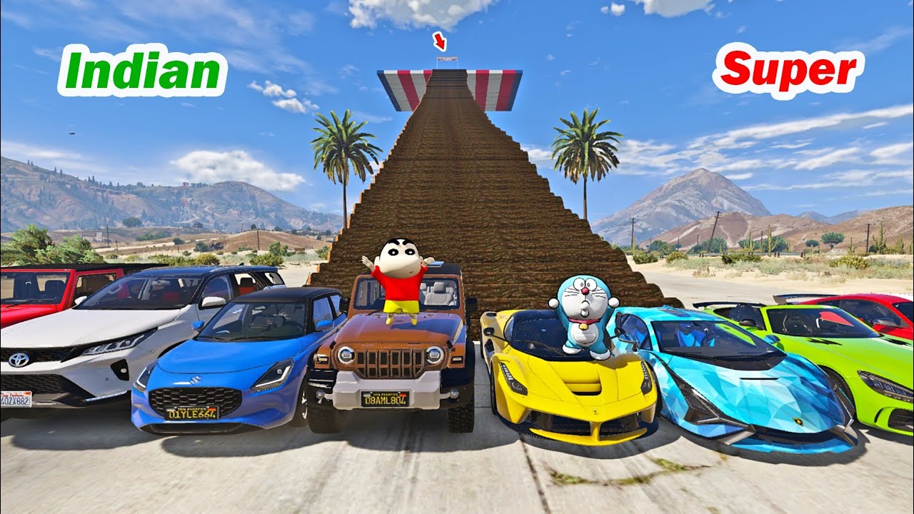 gta 5 wood ramp challenge Indian cars vs super cars telugu | gta 5 telugu