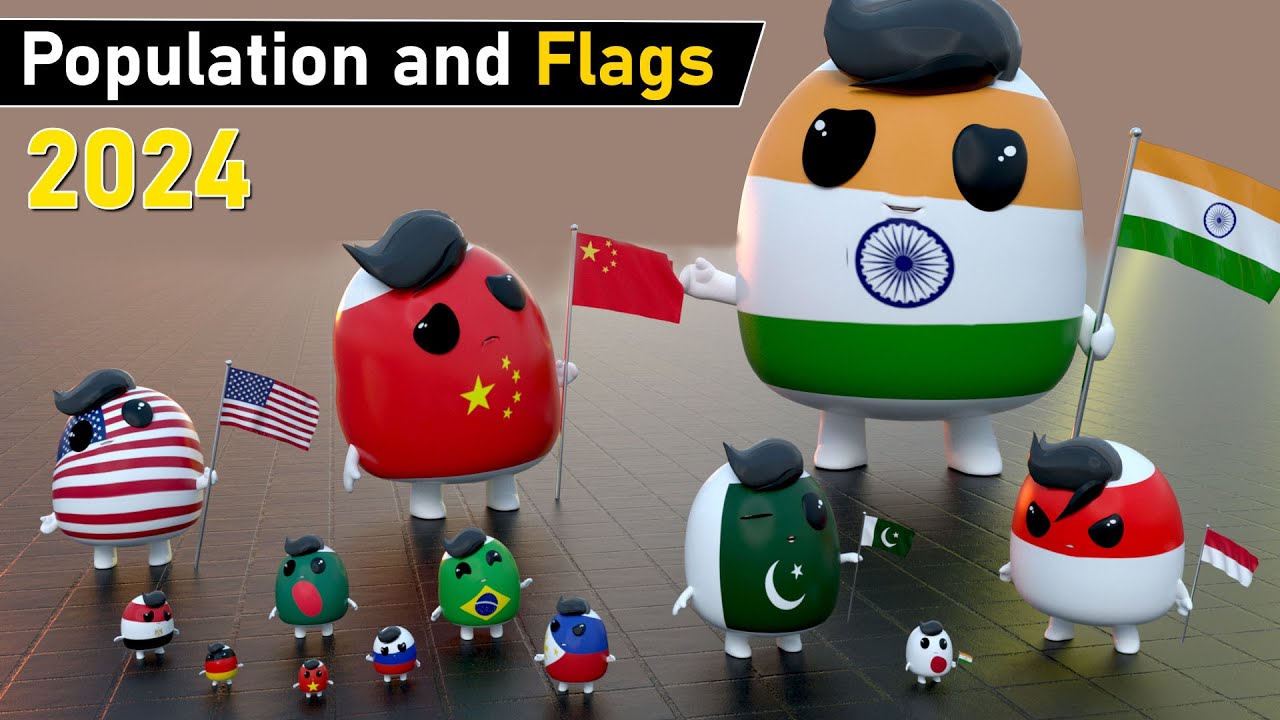 Flags and population size comparison 2024 | Country population and flags