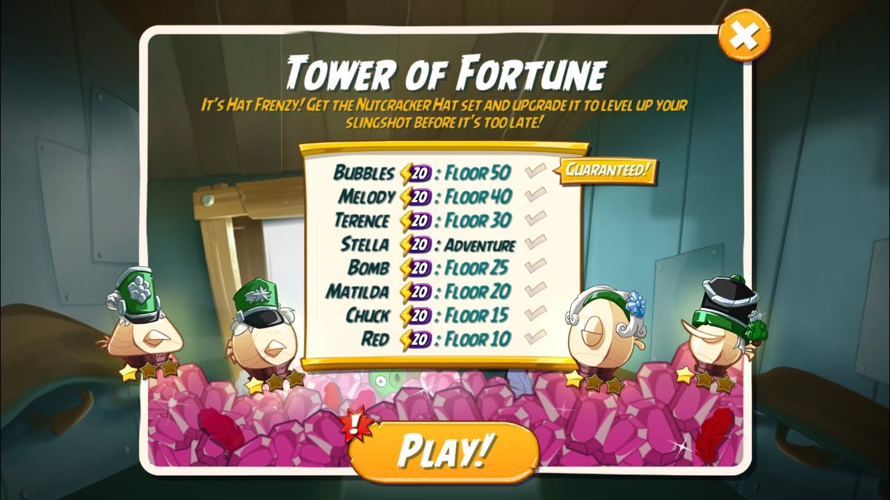 Tower of Fortune - Day 1 for NutCracker Hat Set - Angry Birds 2