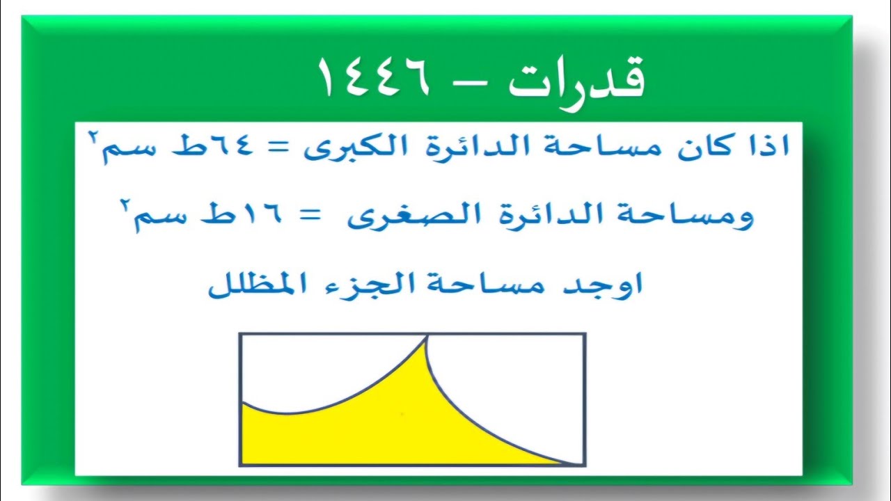 الشكل المجاور ربعي دائرتين داخل مستطيل إذا كان مساحة الدائرة الكبرى = ٦٤ط ، مساحة الدائرة الصغرى = ١