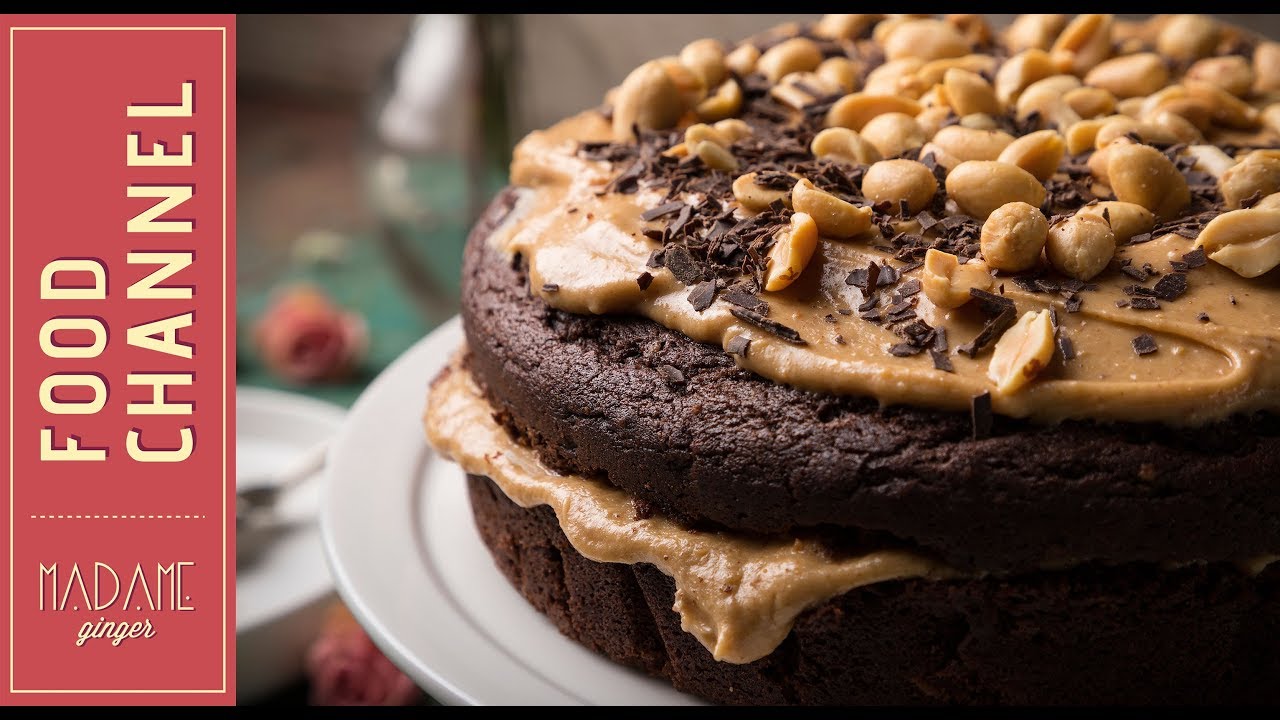 Vegan κέικ σοκολάτας με  frosting φυστικοβούτυρο || Madame Ginger