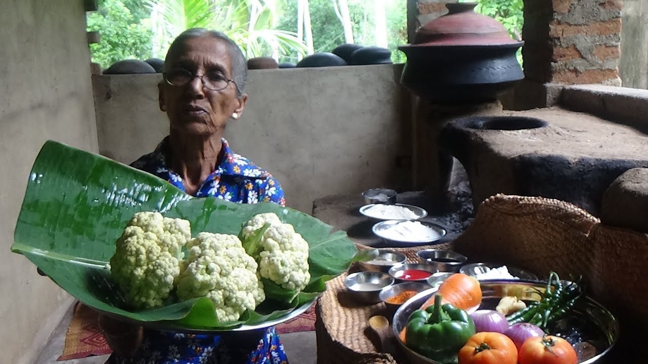 Cauliflower Fry Recipe ❤ Cooking Devilled Cauliflower in my Village by Grandma