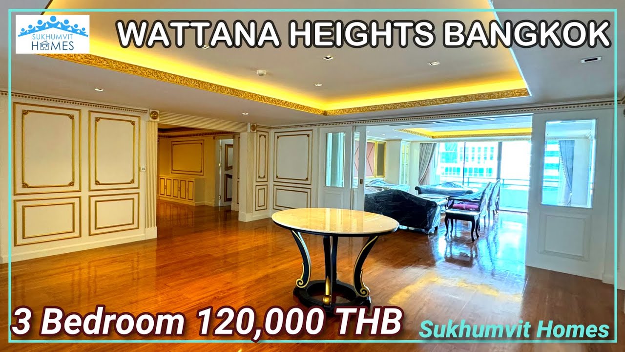 Bangkok Classic 3 Bedroom Condo For Rent Wattana Heights Apartments 120,000 THB Monthly