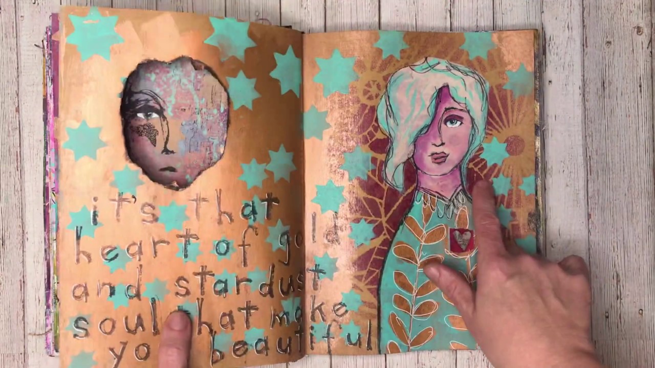 Art journal flip through - Dina Wakley Black journal (Jul 19 to Jun 20)
