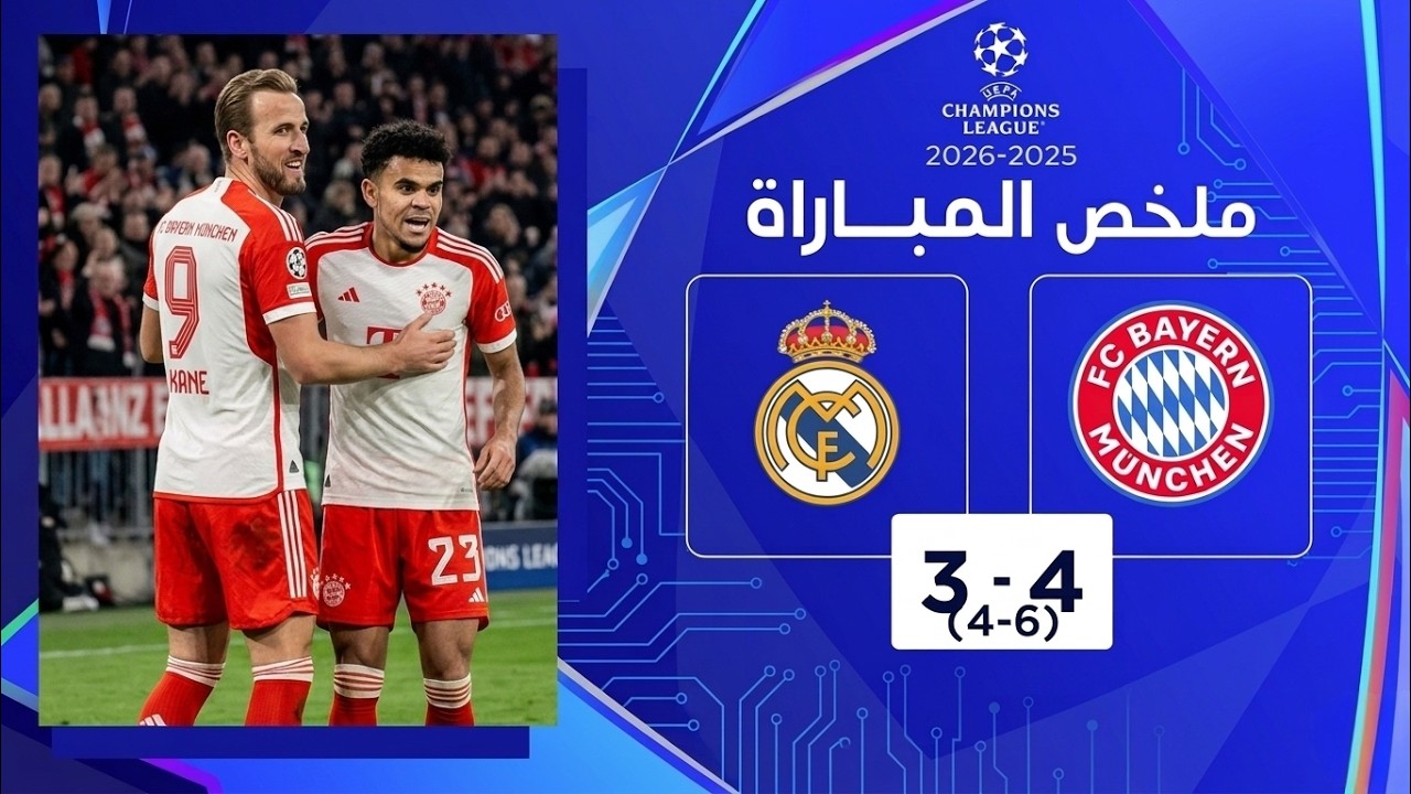 أهداف مباراة ريال مدريد وبايرن ميونخ اليوم 3-4 | بايرن ميونخ يتأهل لنصف النهائي بمجموع (6-4)