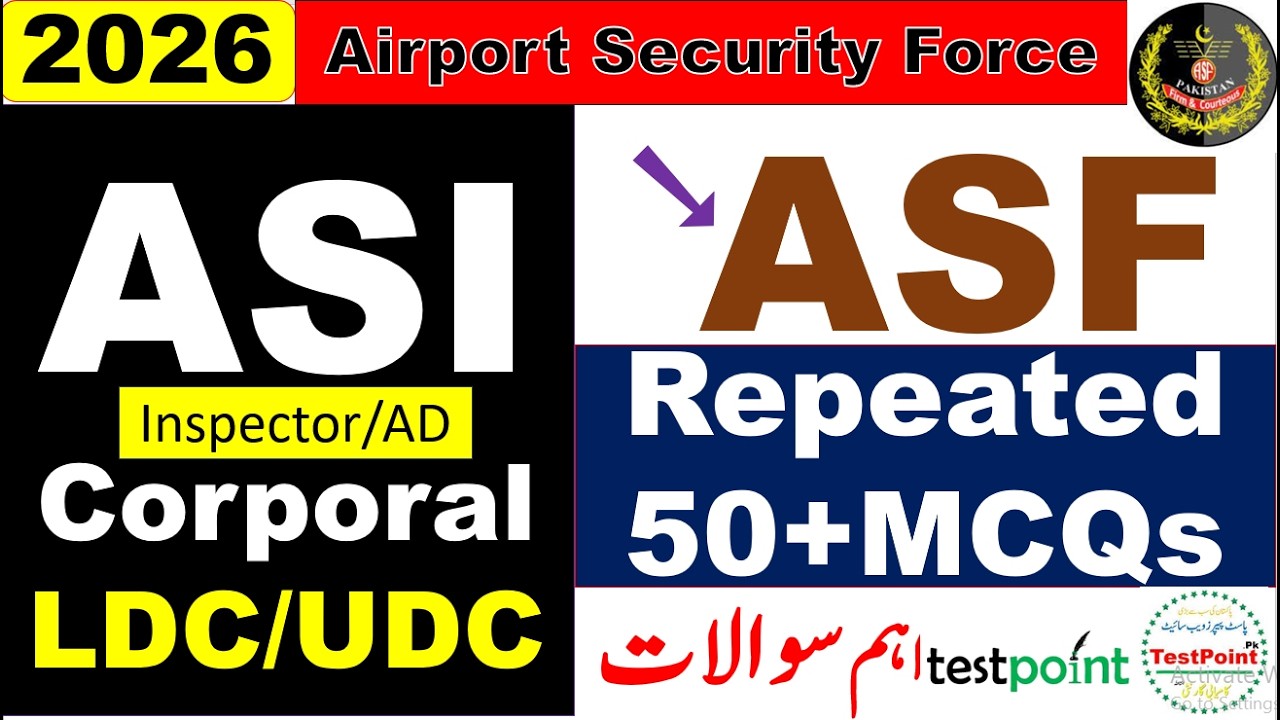 ASF Most Repeated/Expected MCQs for upcoming tests 2026