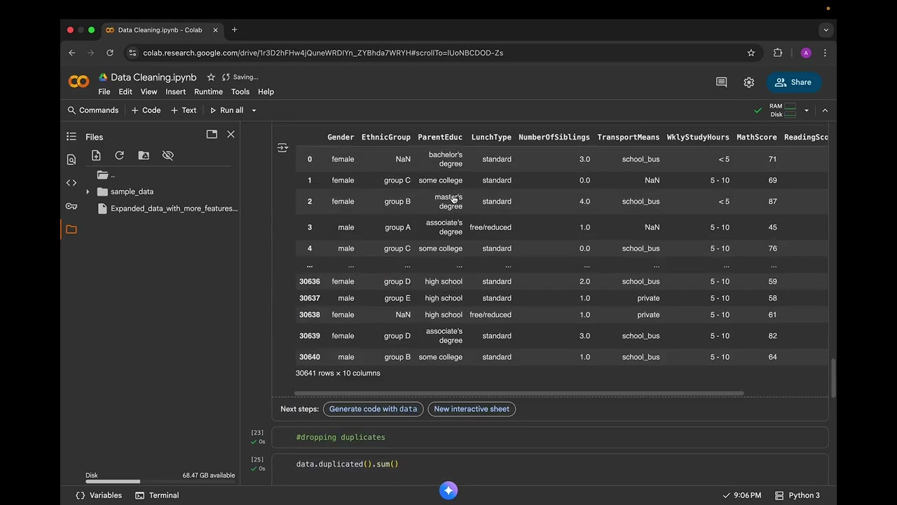 Data Cleaning with Pandas (on Google Colab)