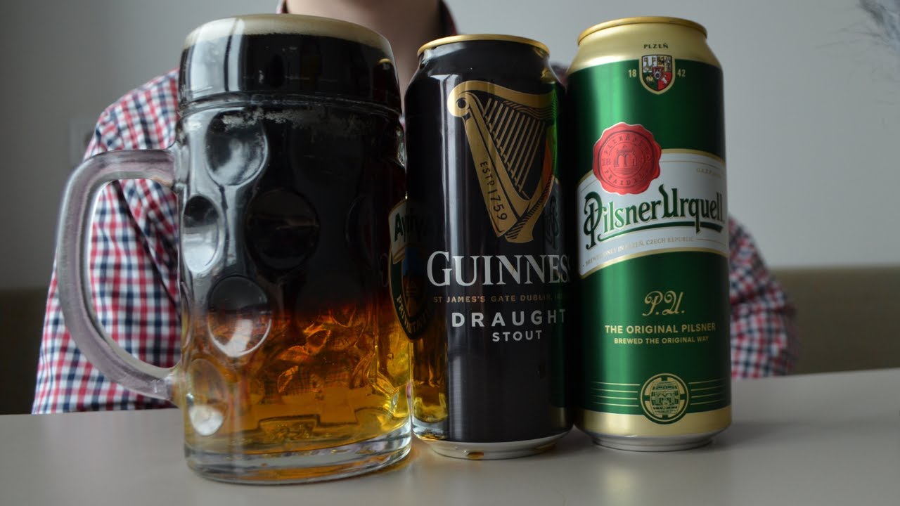Резаное пиво/Black and Tan. Пьём знаменитый пивной коктейль. В ролях Guinness и Pilsner Urquell.