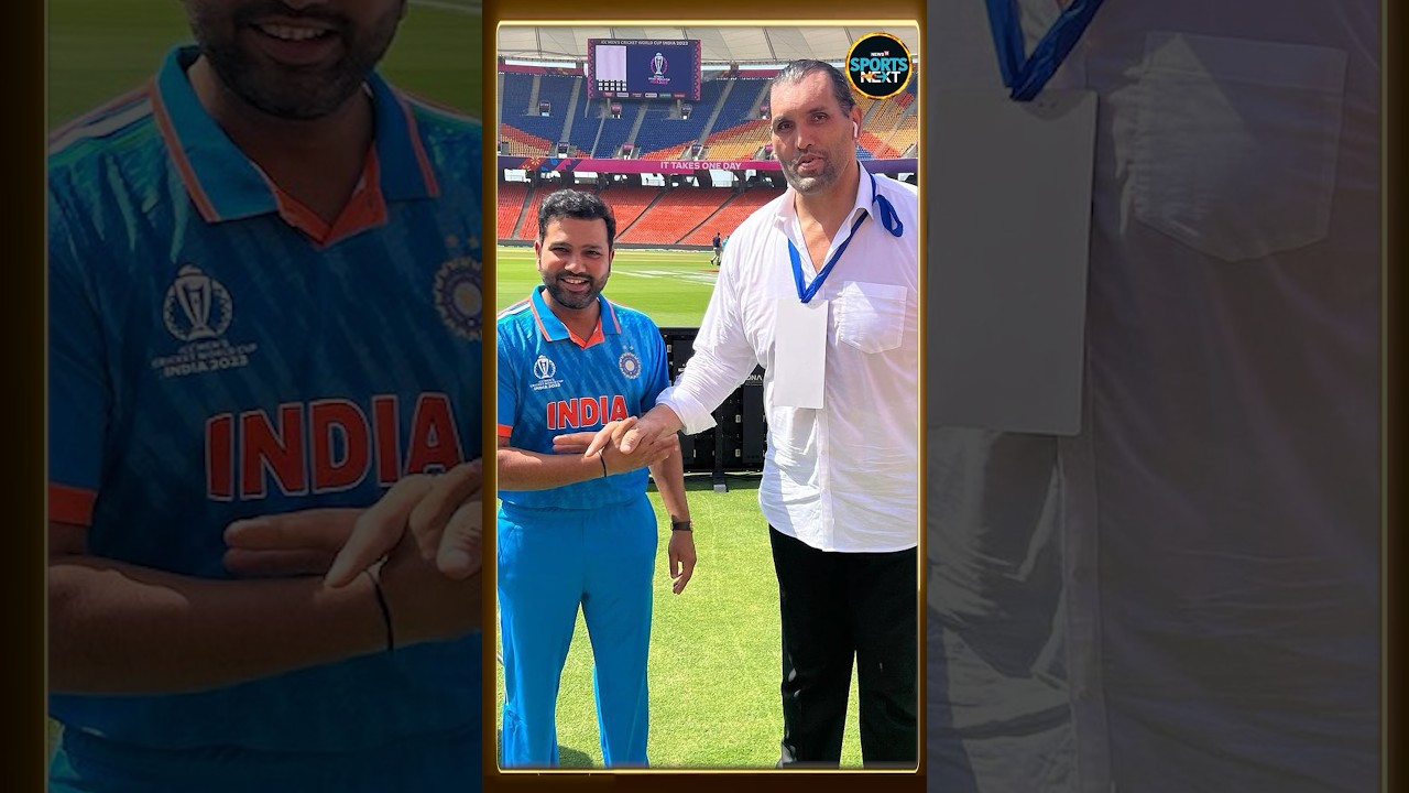 Rohit Sharma with The Great Khali: ग्रेट खली के साथ कप्तान रोहित शर्मा | SportsNext | #shorts