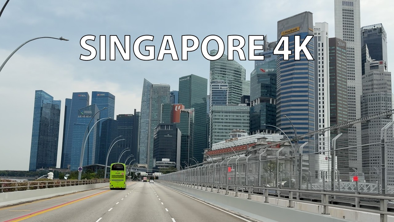 Singapore 4K - Futuristic Tropical City Skyline - Driving Downtown