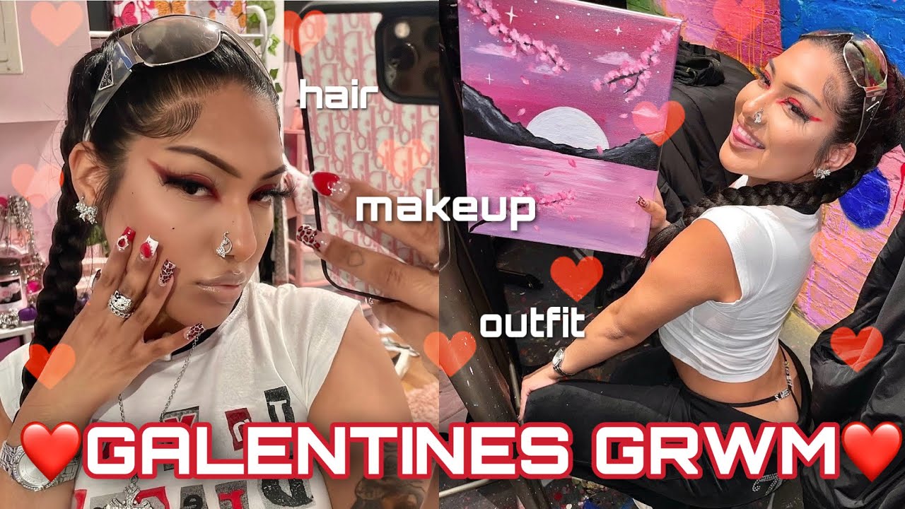GRWM FOR GALENTINES DAY 💖 *MAKEUP/HAIR/OUTFIT*