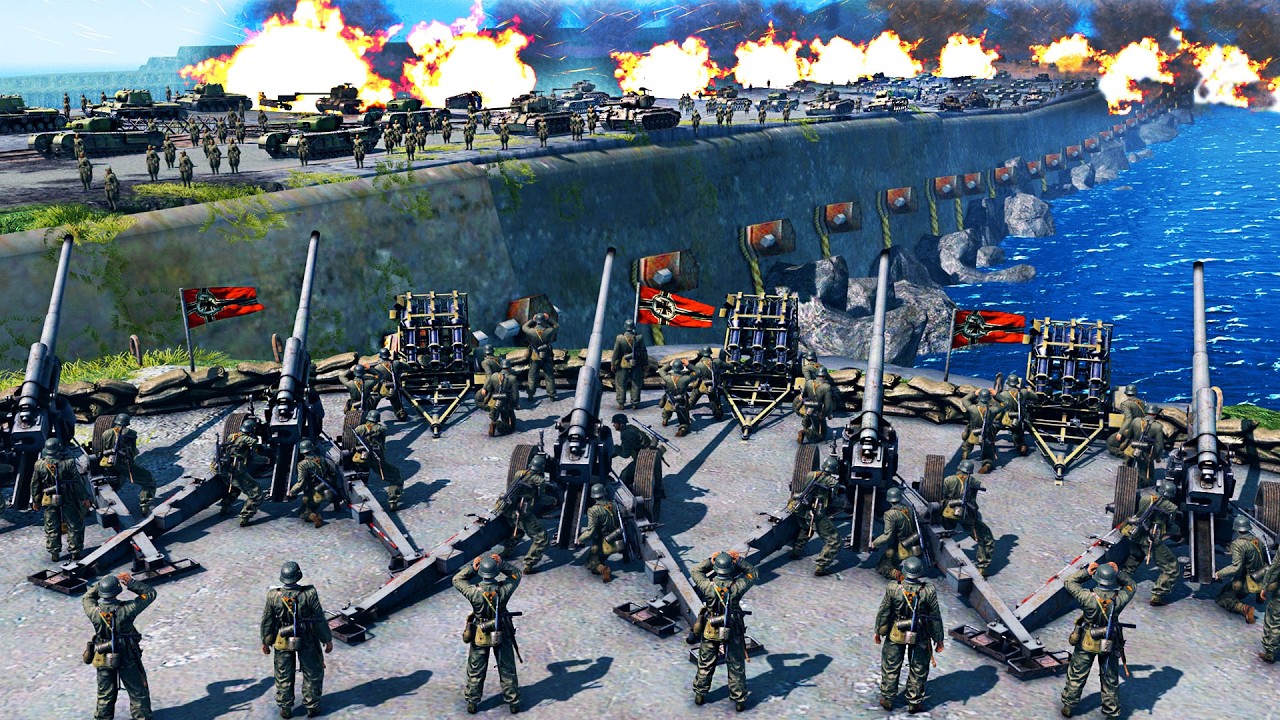 Can WW2 German Artillery Hold BRIDGE INVASION vs 5,000 ALLIED ARMY!? - Gates of Hell: Base Building