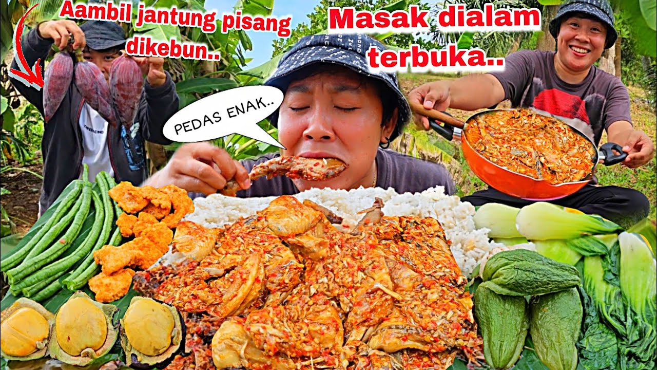 MASAK DILUAR ‼️AMBIL JANTUNG PISANG, MASAK AYAM KAMPUNG JANTUNG PISANG BUMBU PEDAS
