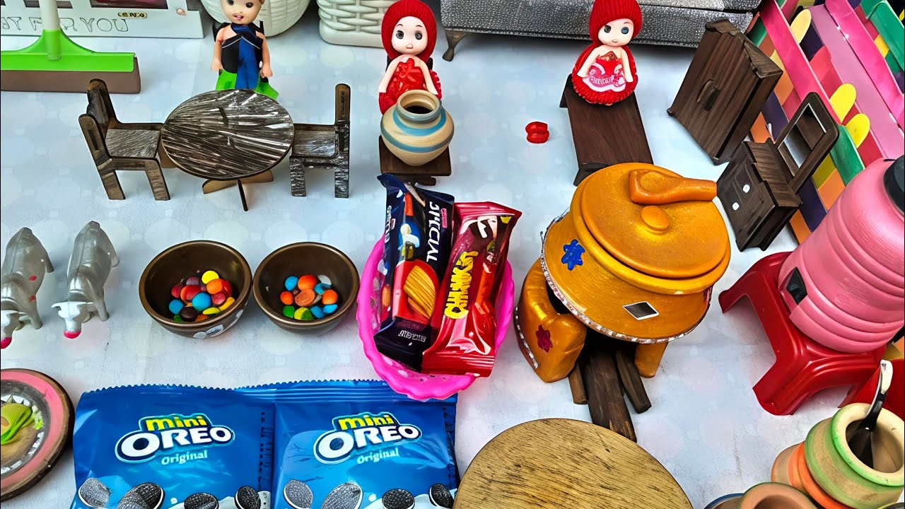 Village Theme ASMR | Biscuits Oreo Cocomo Sweet Mix | Relaxing Mini Food Sounds | Tiny Food Heaven