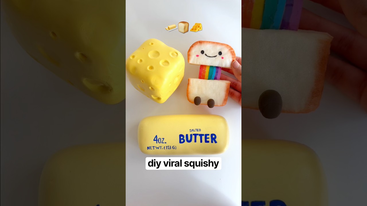 I Made 3 Viral DIY Squishy 🧈🍞🧀 #diy #squishy #crafts #fidget #satisfying
