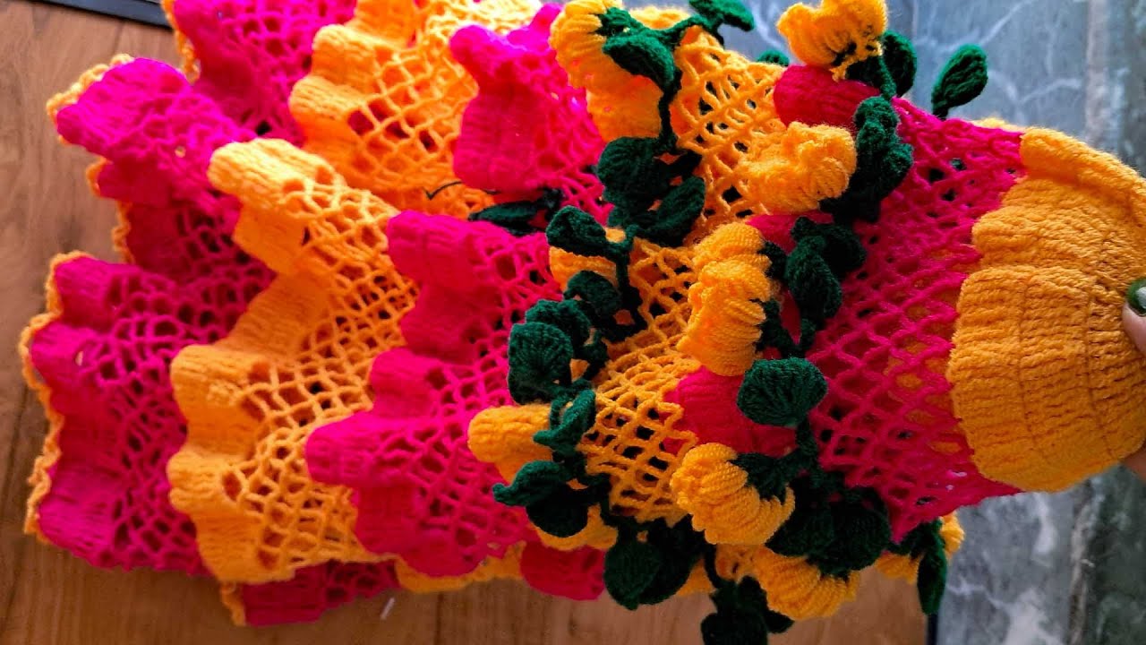 Beautiful 🎀Thalposh design 💕Woolen thalposh design crochet table mate hindi tutorial